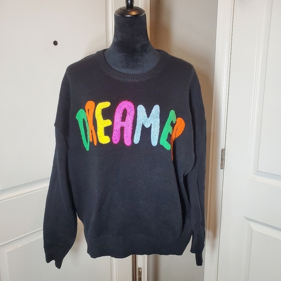 Boutique Aqua Blues Women's Dreamer Sweater Size XL Black Embroidered Pullover - Picture 3 of 16